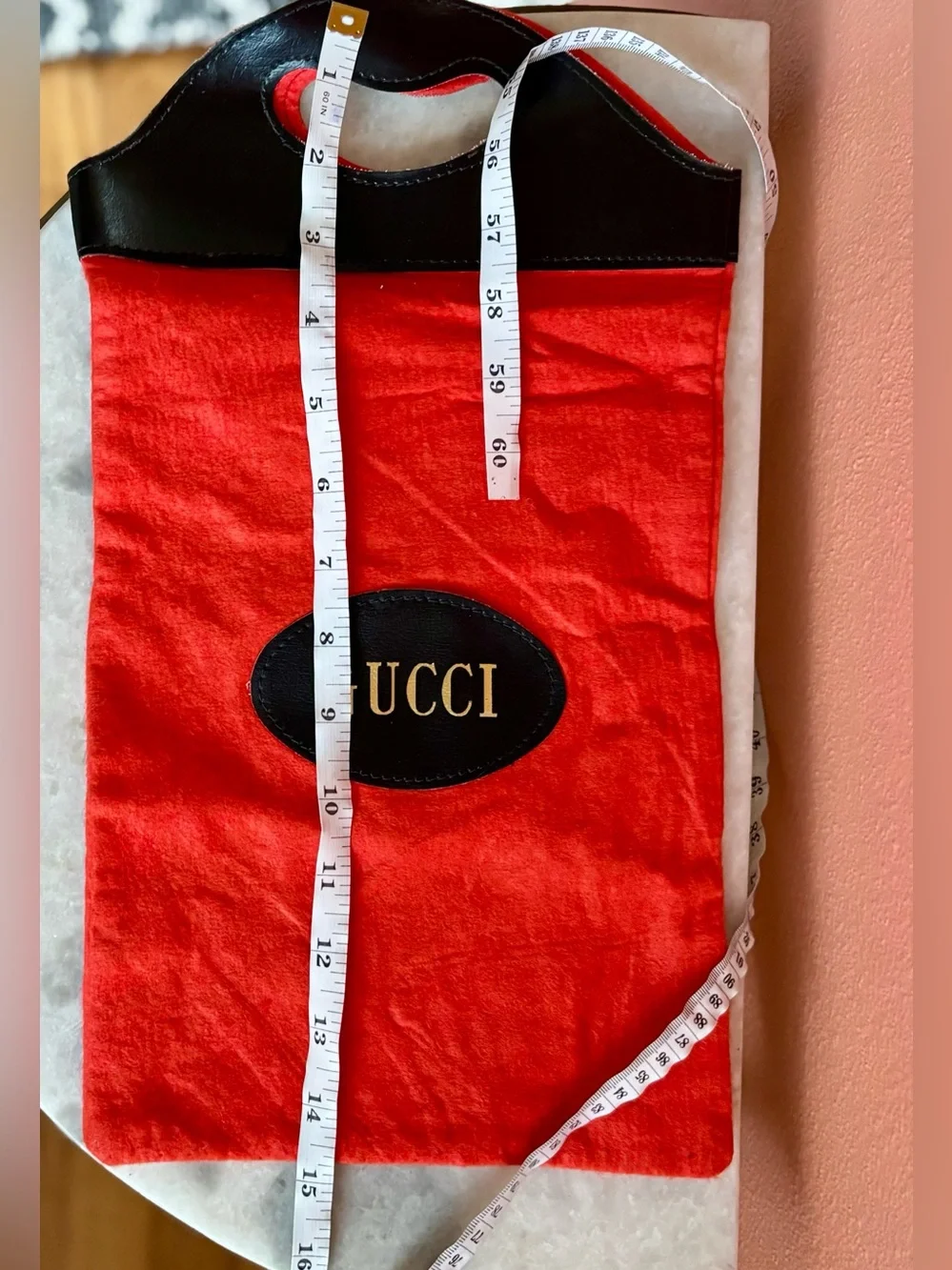 Rare Gucci Vintage 1970s Orange Felt/wool W/black Faux Leather Tote